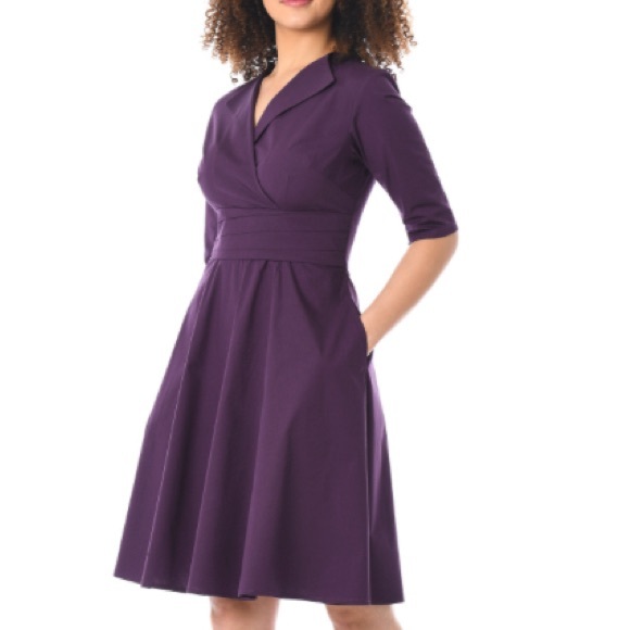 eShakti Deep Purple Midi Dress - Picture 1 of 9